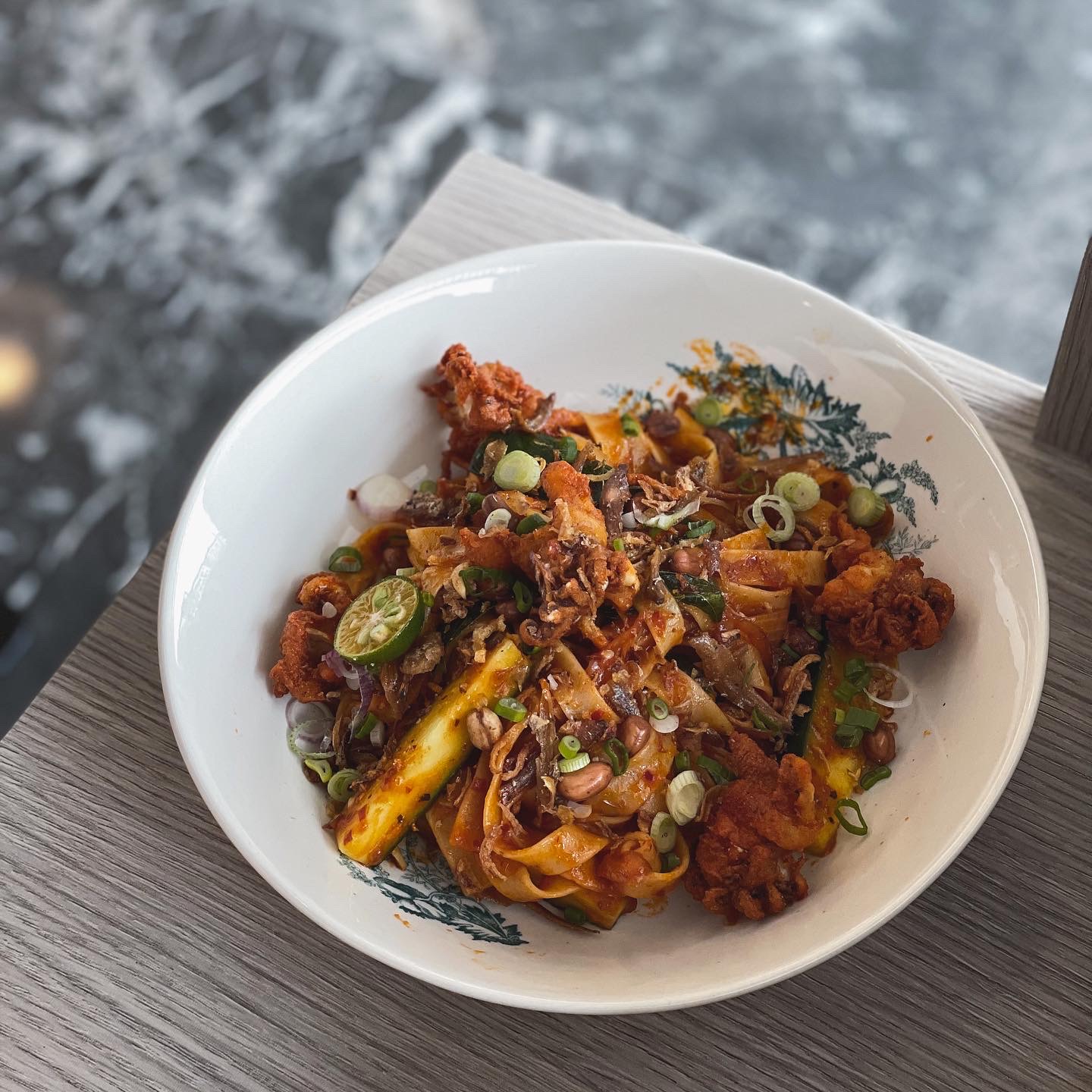 Classic Malaysian Dried Tagliatelle with Soft Shell Crab